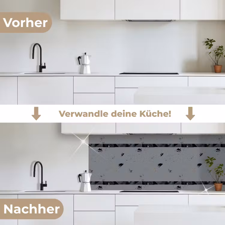 Driehoeken - Abstract - Donker keuken achterwand 2 middel 871 -voor-na_DE