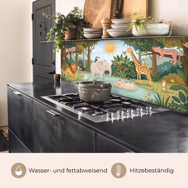 Jungle - Oase - Dieren - Kleurrijk keuken achterwand 2 middel -usp_DE