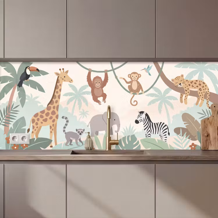 Jungle - Dieren - Groen keuken achterwand 2 middel zz_3dshopping