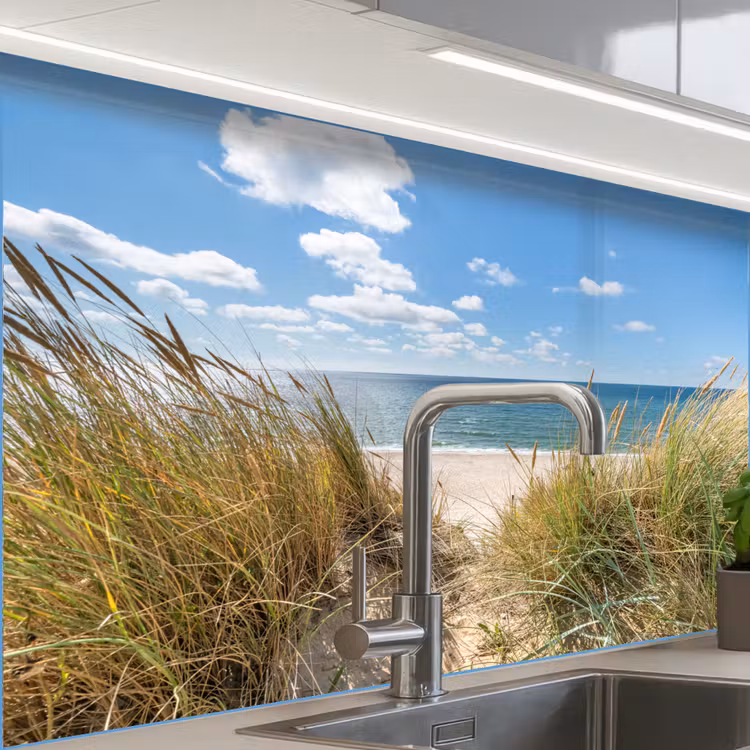 Duin - Gras - Zee - Strand keuken achterwand sample klein -zzzz3d_schuin