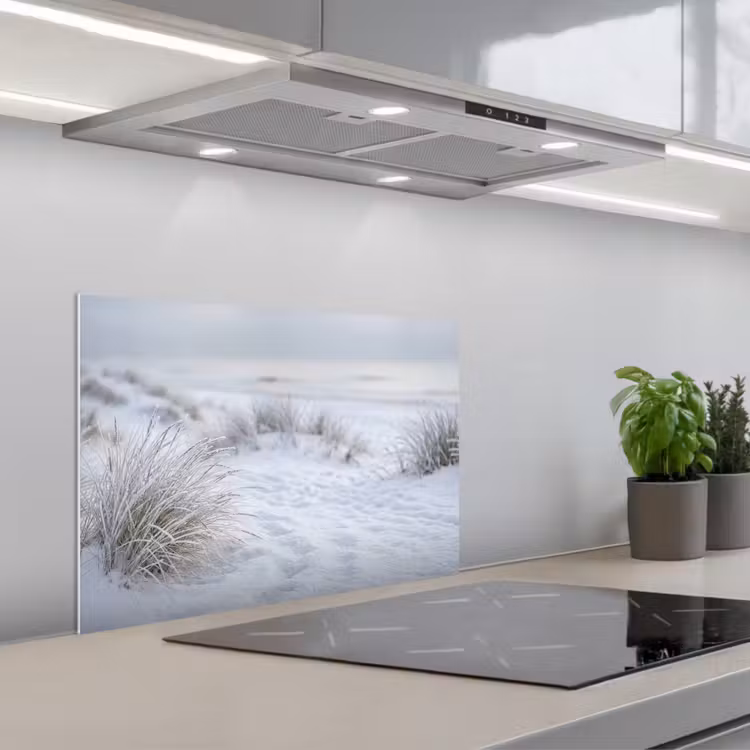 Duinen - Sneeuw - Strand - Winter - Serene keuken achterwand spatscherm klein -3d_schuin