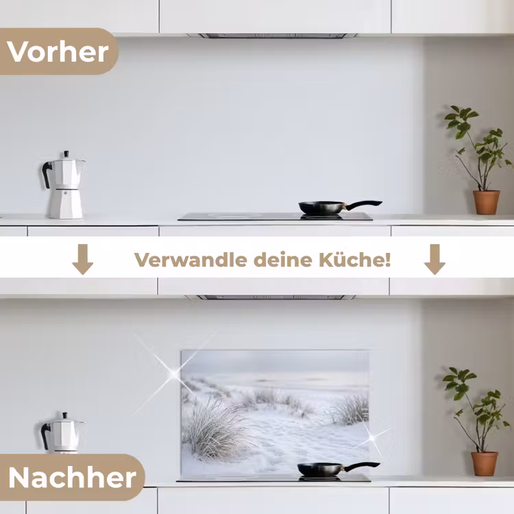 Duinen - Sneeuw - Strand - Winter - Serene keuken achterwand spatscherm klein -voor_na_DE