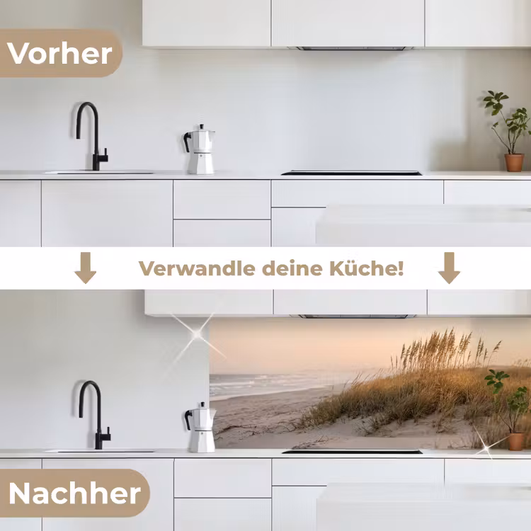 Duinlandschap - Zonsondergang - Strand keuken achterwand 2 middel -voor-na_DE