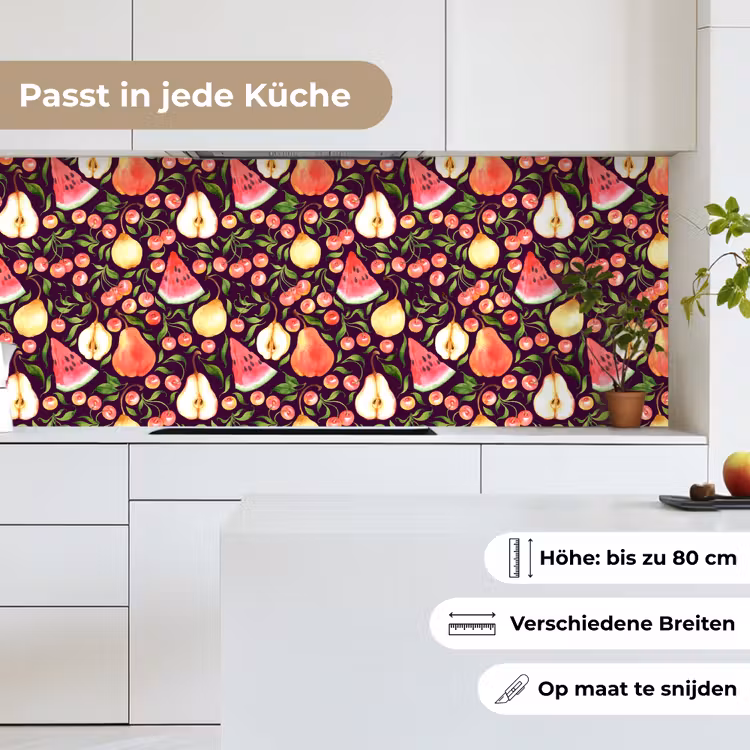 Donker - Bladeren - Fruit - Patroon keuken achterwand 2 middel 871 -sfeer4_DE