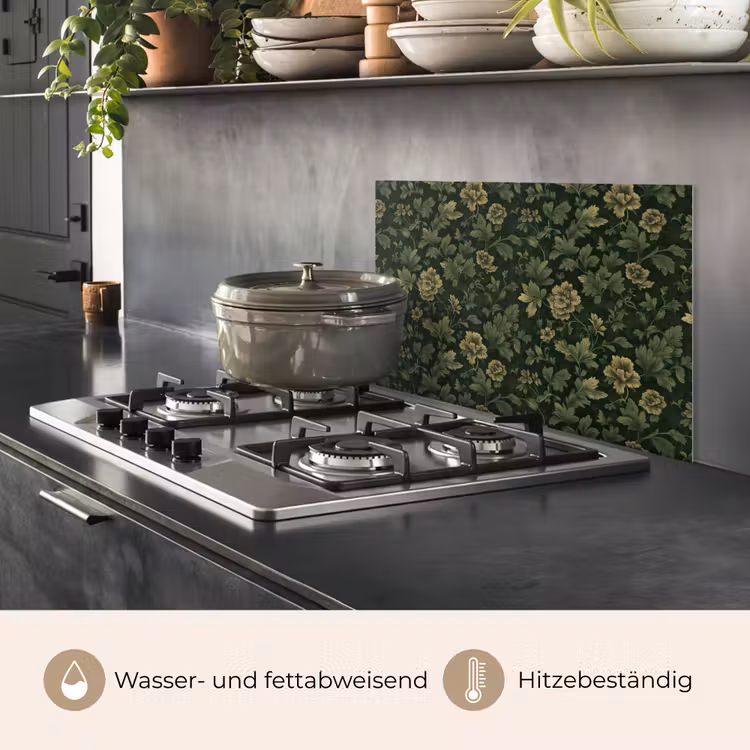 Donker - Groen - Goud - Botanisch keuken achterwand spatscherm klein 900 -usp_DE