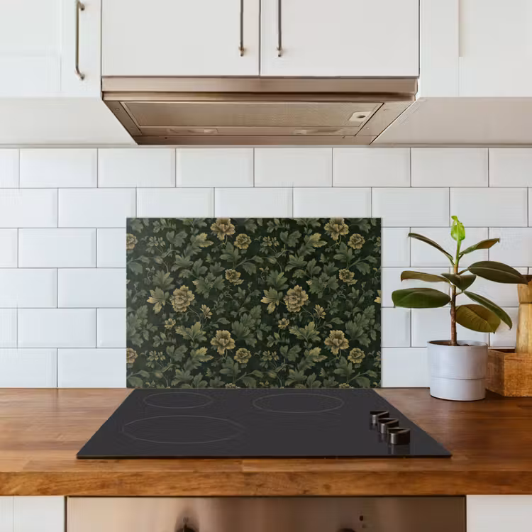Donker - Groen - Goud - Botanisch keuken achterwand spatscherm klein 900 -sfeer2