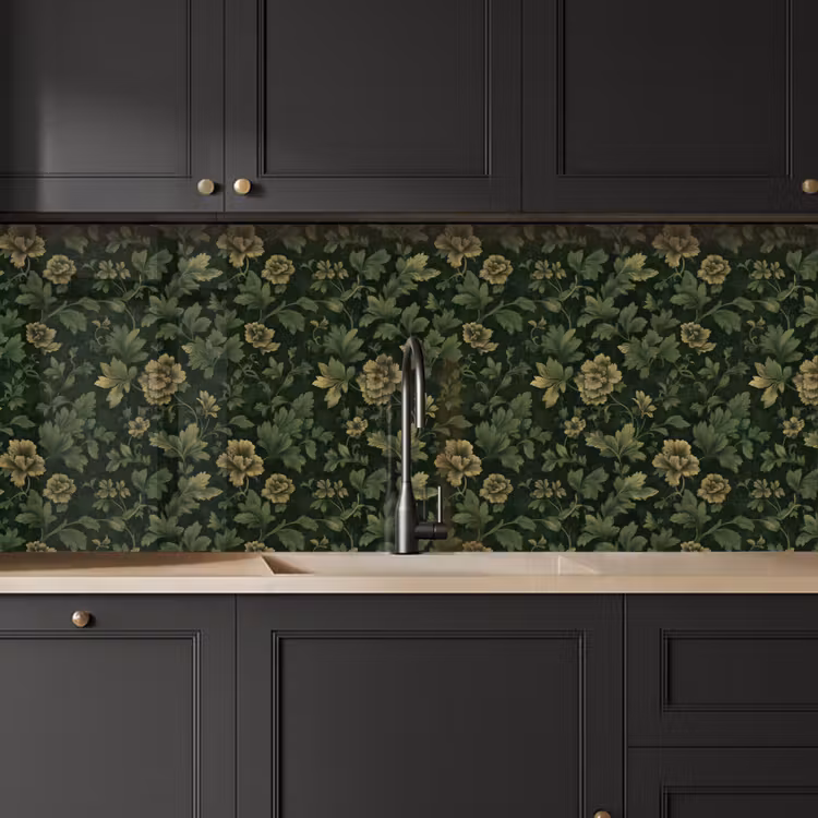 Donker - Groen - Goud - Botanisch keuken achterwand 2 middel 871 -sfeer1
