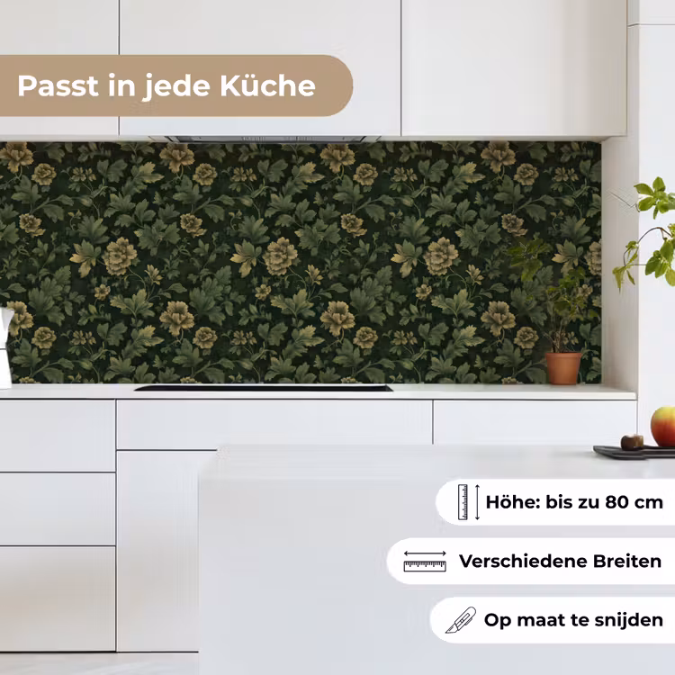 Donker - Groen - Goud - Botanisch keuken achterwand 2 middel 871 -sfeer4_DE