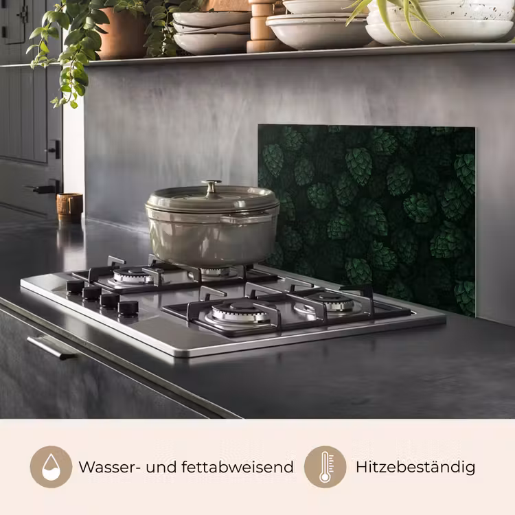 Donker - Groen - Hopbellen - Botanisch - Illustratie keuken achterwand spatscherm klein 900 -usp_DE