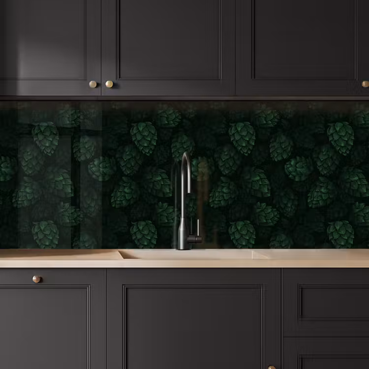 Donker - Groen - Hopbellen - Botanisch - Illustratie keuken achterwand 2 middel 871 -sfeer1