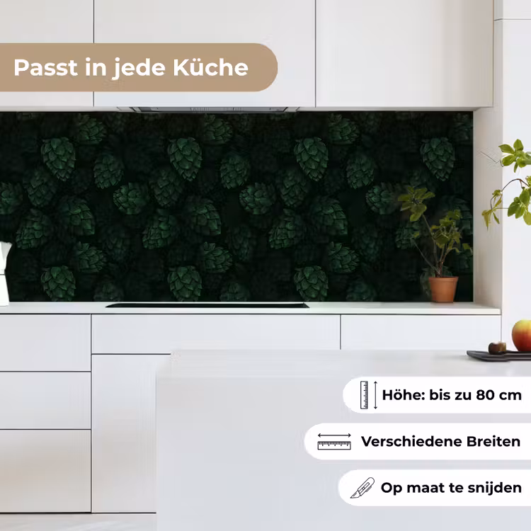 Donker - Groen - Hopbellen - Botanisch - Illustratie keuken achterwand 2 middel 871 -sfeer4_DE