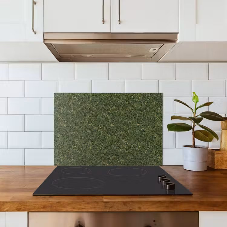 Donker - Groen - Krullend - Botanisch keuken achterwand spatscherm klein 900 -sfeer2