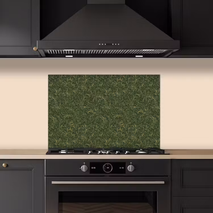 Donker - Groen - Krullend - Botanisch keuken achterwand spatscherm klein 900 -sfeer1