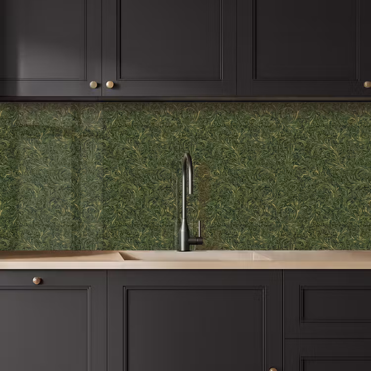 Donker - Groen - Krullend - Botanisch keuken achterwand 2 middel 871 -sfeer1