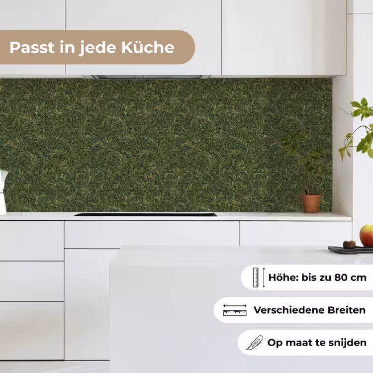 Donker - Groen - Krullend - Botanisch keuken achterwand 2 middel 871 -sfeer4_DE
