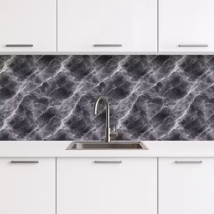 Donkergrijs - Bliksem - Marmer keuken achterwand 2 middel 871 -3d