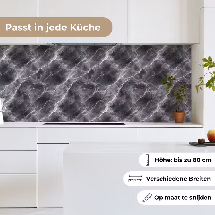 Donkergrijs - Bliksem - Marmer keuken achterwand 2 middel 871 -sfeer4_DE