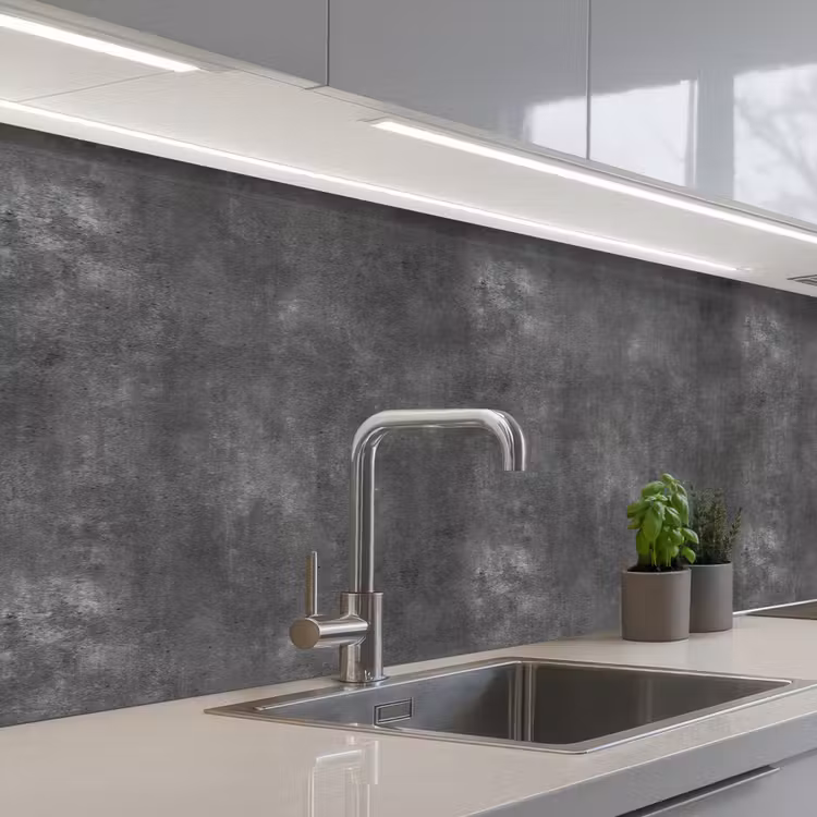 Donkergrijs - Ruw - Beton keuken achterwand 2 middel 871 -3d_schuin