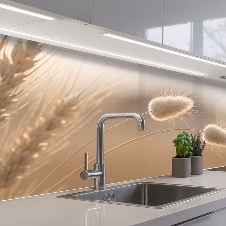 Hazestaartgras - Graanharen - Zonlicht keuken achterwand 2 middel -3d_schuin
