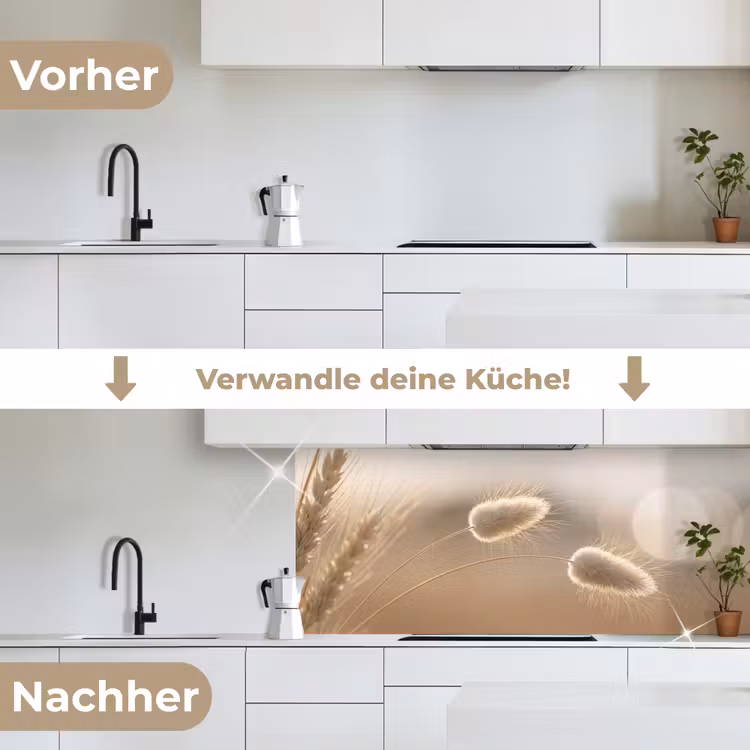 Hazestaartgras - Graanharen - Zonlicht keuken achterwand 2 middel -voor-na_DE