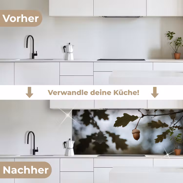 Eikel - Eikenblad - Bos - Herfst - Natuur keuken achterwand 2 middel -voor-na_DE