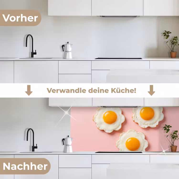 Eieren - Bloem - Roze keuken achterwand 2 middel -voor-na_DE