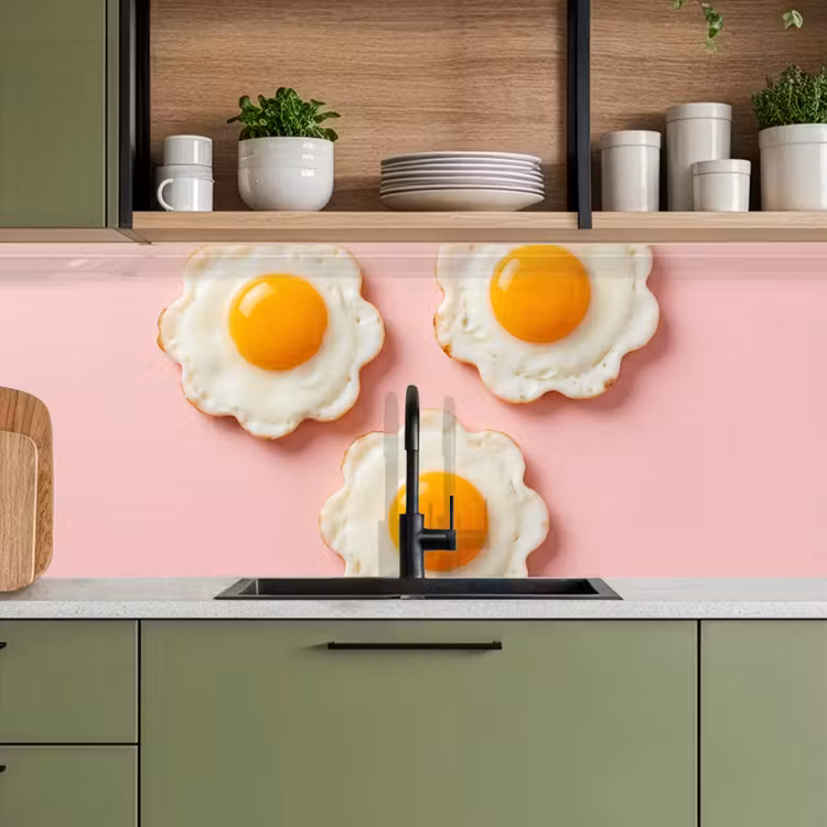 Eieren - Bloem - Roze keuken achterwand 2 middel -sfeer3