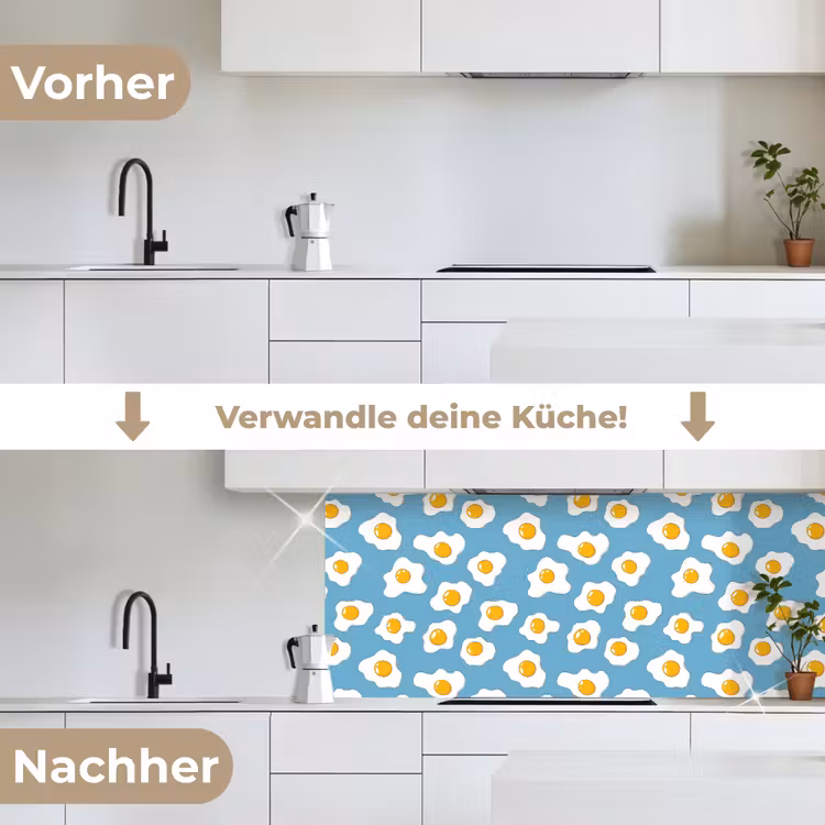 Eieren - Dooiers - Blauw keuken achterwand 2 middel 871 -voor-na_DE