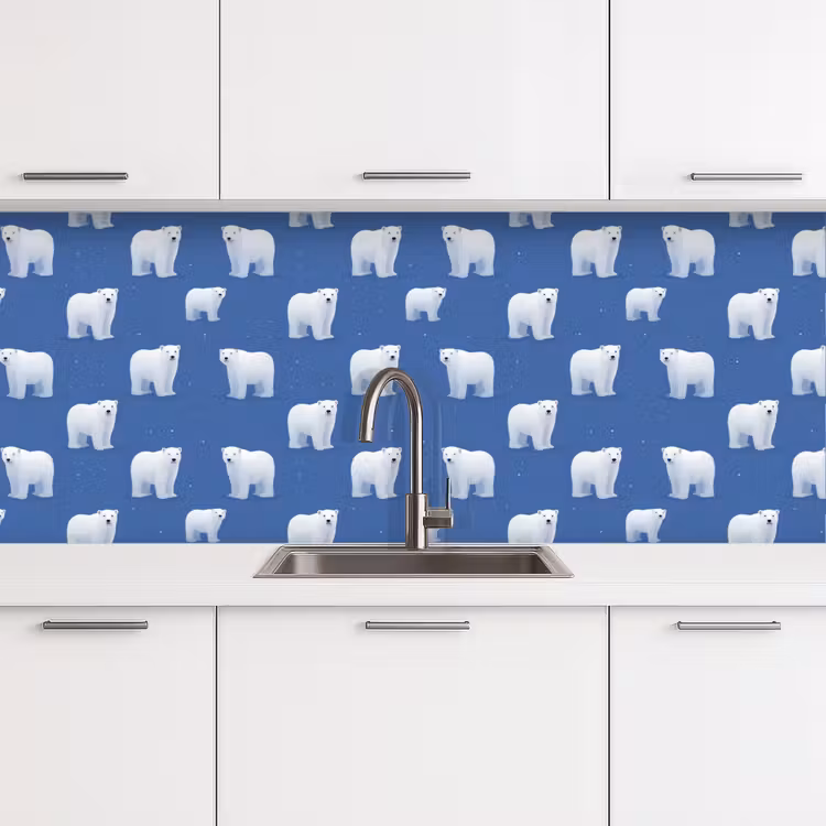 IJsbeer - Patroon - Blauw keuken achterwand 2 middel 871 -3d
