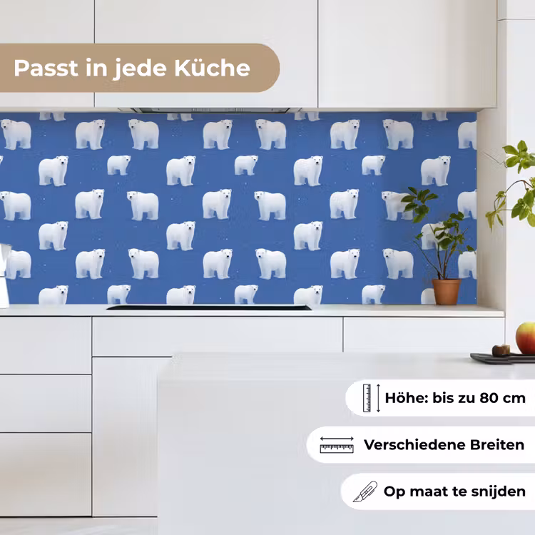 IJsbeer - Patroon - Blauw keuken achterwand 2 middel 871 -sfeer4_DE