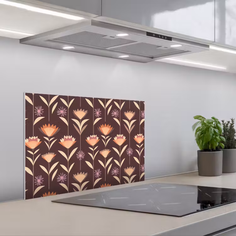 Elegant - Retro - Bruin keuken achterwand spatscherm klein 900 -3d_schuin