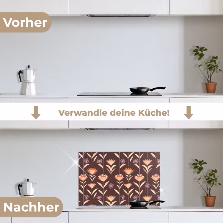 Elegant - Retro - Bruin keuken achterwand spatscherm klein 900 -voor_na_DE