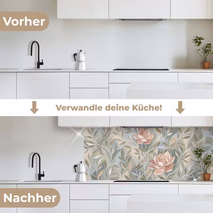 Elegant - Romantiek - Roze keuken achterwand 2 middel -voor-na_DE