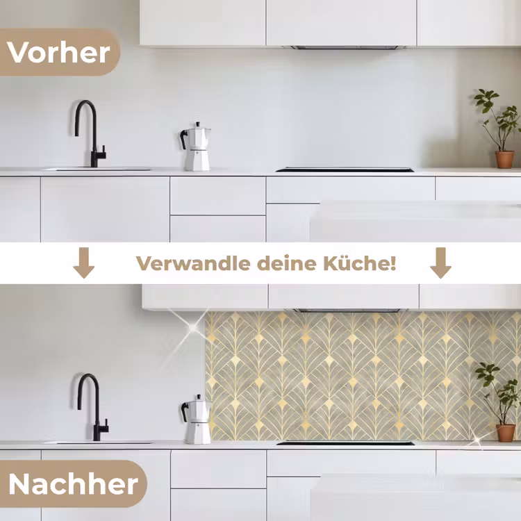 Elegant - Symbool - Goud - Grijsgroen keuken achterwand 2 middel 871 -voor-na_DE