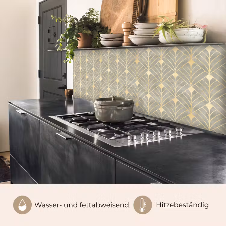 Elegant - Symbool - Goud - Grijsgroen keuken achterwand 2 middel 871 -usp_DE