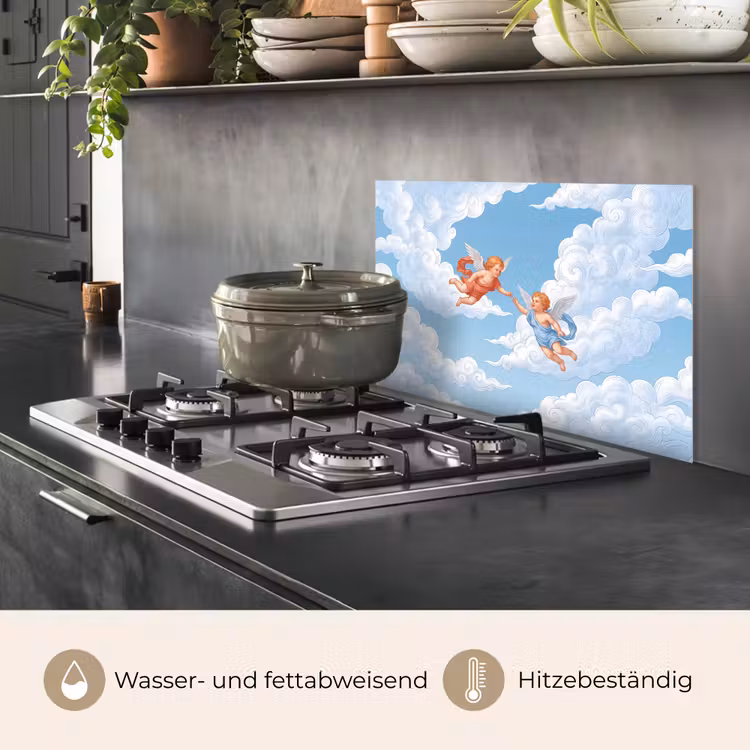 Engel - Vliegend - Klassiek - Blauw keuken achterwand spatscherm klein -usp_DE