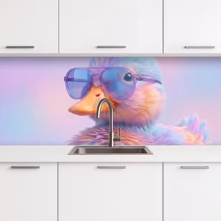 Eend - bril - Pastel keuken achterwand 2 middel -3d
