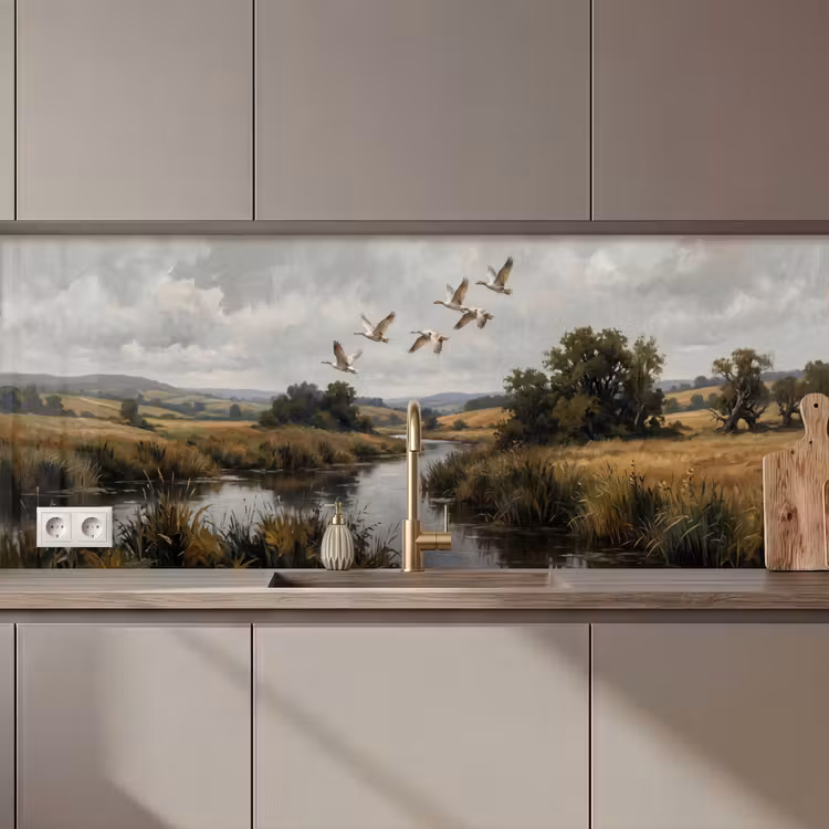Eenden - Rivier - Landschap - Vlucht - Nostalgisch keuken achterwand 2 middel zz_3dshopping
