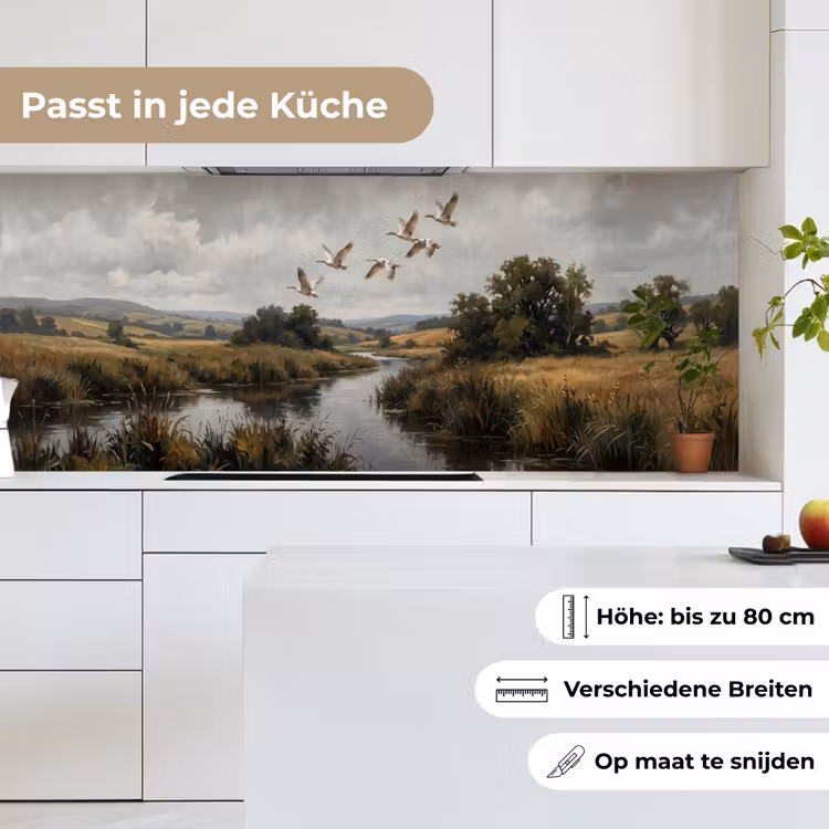Eenden - Rivier - Landschap - Vlucht - Nostalgisch keuken achterwand 2 middel -sfeer4_DE
