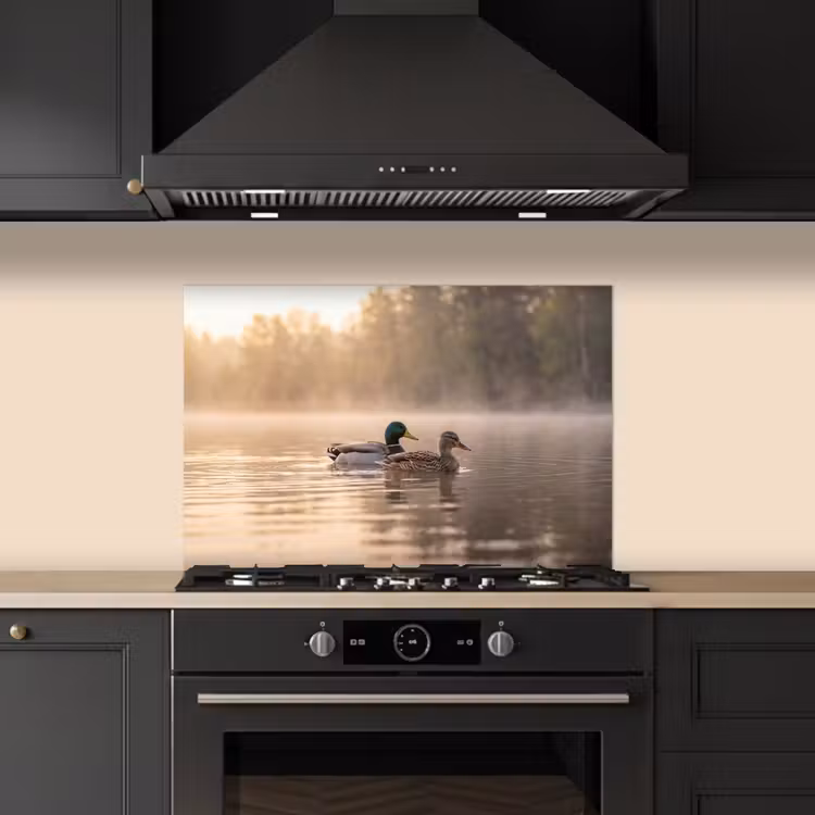 Eenden - Water - Mist - Natuur keuken achterwand spatscherm klein -sfeer1