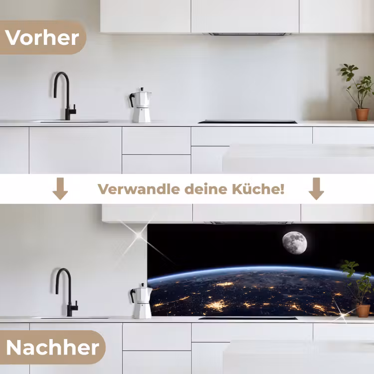 Küchenrückwand - Erde – Nacht – Weltraum - Aarde - Nacht - Ruimte keuken achterwand 2 middel