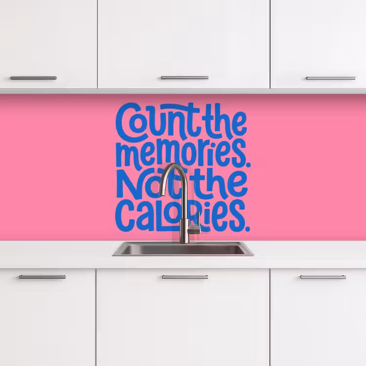 Memories - Roze - Blauw - Quote keuken achterwand 2 middel -3d