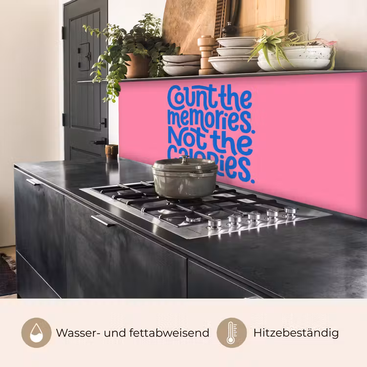 Memories - Roze - Blauw - Quote keuken achterwand 2 middel -usp_DE