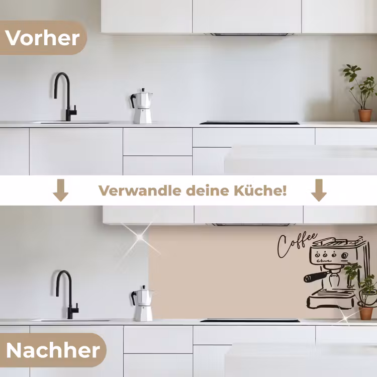 Espressomachine - Beige - Zwart keuken achterwand 2 middel -voor-na_DE