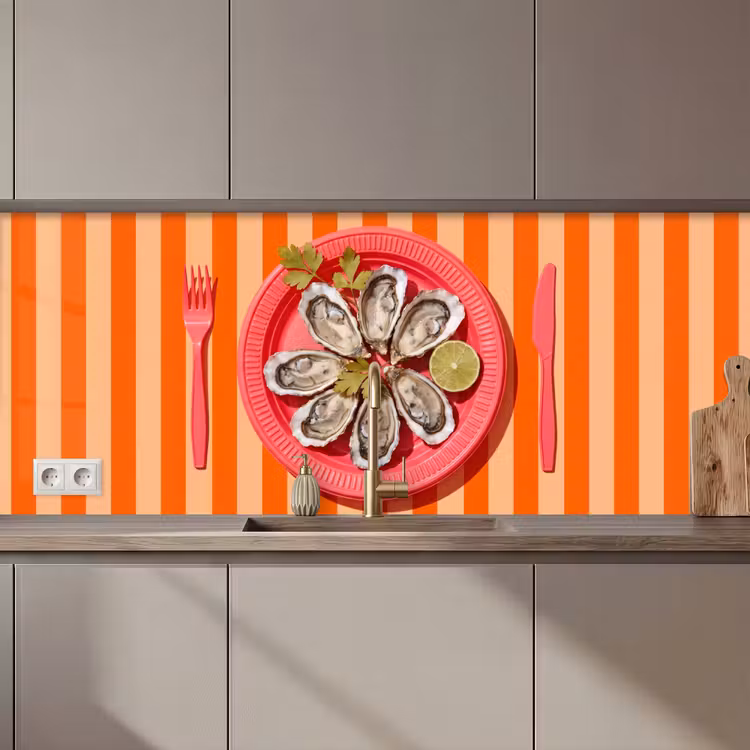 Eten - Oester - Zeevruchten - Oranje - Modern keuken achterwand 2 middel zz_3dshopping