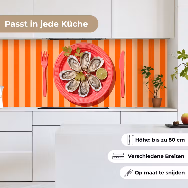 Eten - Oester - Zeevruchten - Oranje - Modern keuken achterwand 2 middel -sfeer4_DE