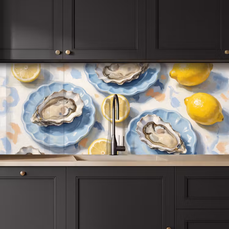 Eten - Oesters - Citroenen - Modern - Geel keuken achterwand 2 middel -sfeer1