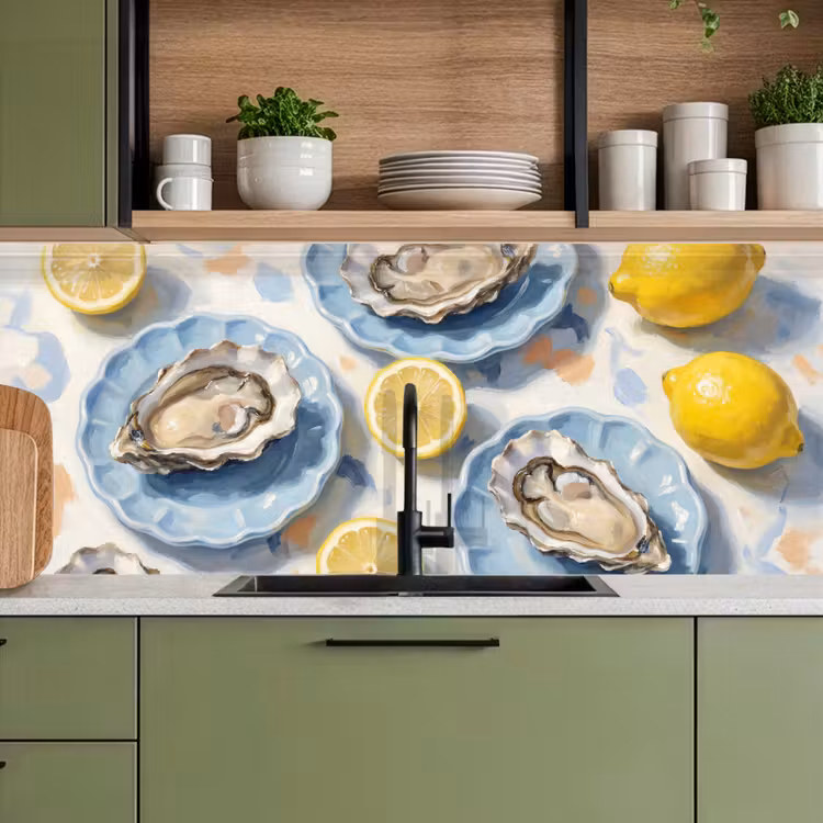 Eten - Oesters - Citroenen - Modern - Geel keuken achterwand 2 middel -sfeer3
