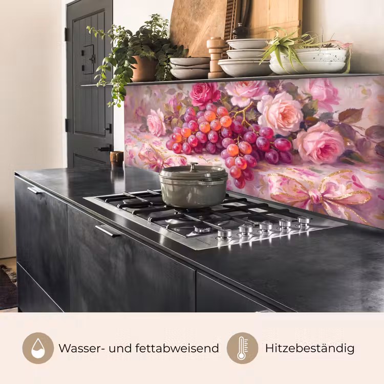 Eten - Bloemen - Stilleven - Roze - Goud keuken achterwand 2 middel -usp_DE
