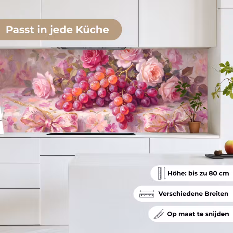 Eten - Bloemen - Stilleven - Roze - Goud keuken achterwand 2 middel -sfeer4_DE